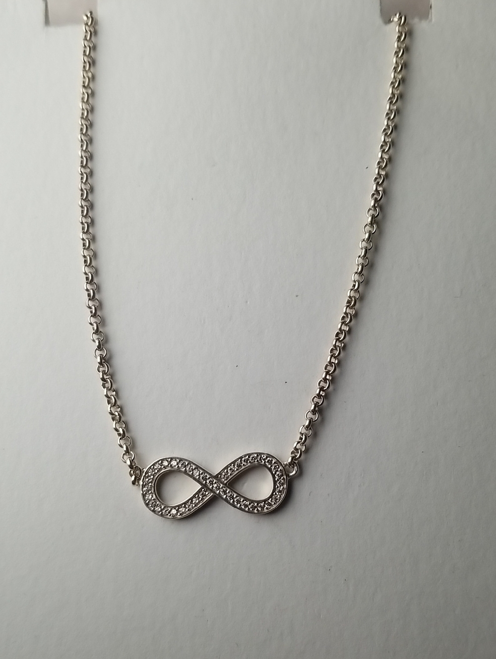Silver Infinity Pendant Necklace With CZ